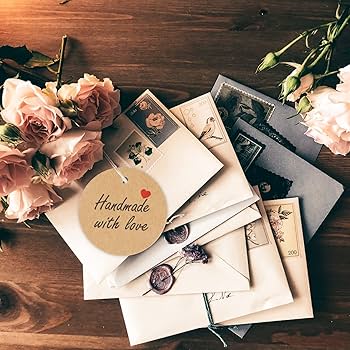 Amazon.com: jijAcraft 100Pcs Handmade with Love Kraft Paper