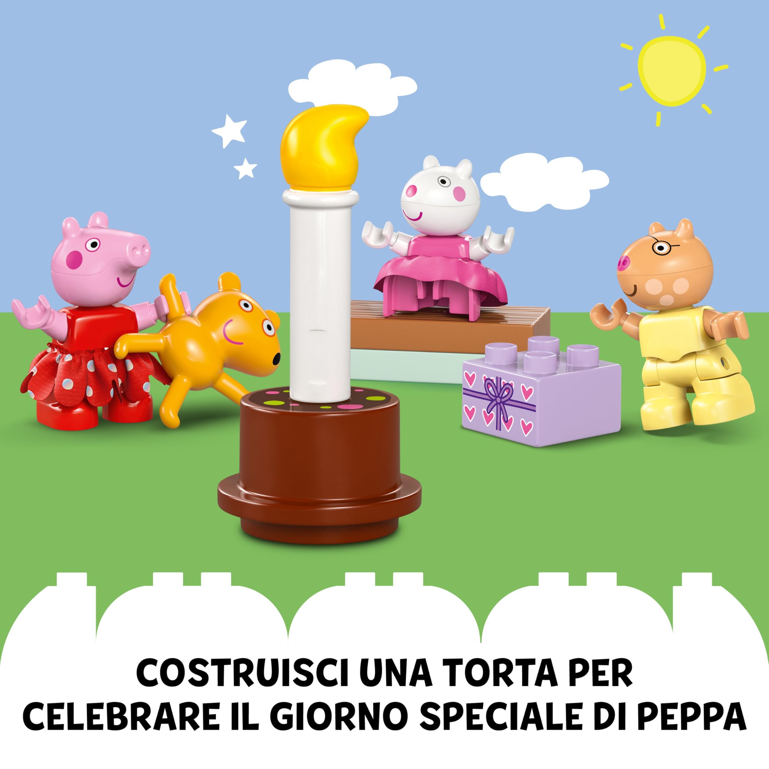 LEGO DUPLO La Casa del Compleanno di Peppa Pig, Giochi Creativi per Bambine e Bambini da 2 Anni in su con 3 Personaggi, Orsacchiotto Giocattolo e Torta di Compleanno, Playset Educativo 10433