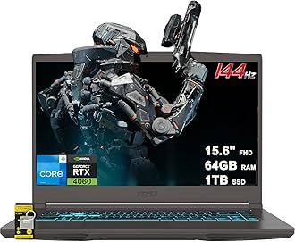 msi Thin 15 Gaming Laptop 15.6" FHD IPS 144Hz Intel Octa core i5-13420H (Beats i7-12650H) 64GB RAM 1TB SSD GeForce RTX 4060 Backlit Type-C Win11 ICP Hub
