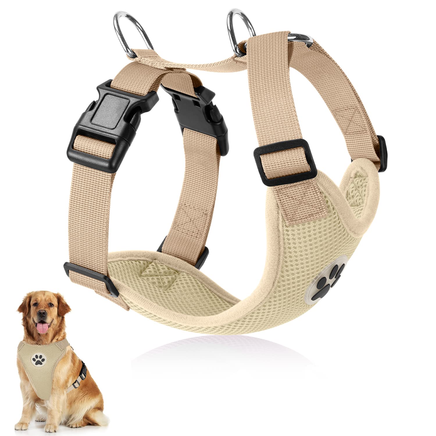 SlowTon Dog Car Vest Harness Multifunction Adjustable Double-Ring Breathable Mesh Fabric Harness for Cat Puppy Road Trip Daily Walks — image 1