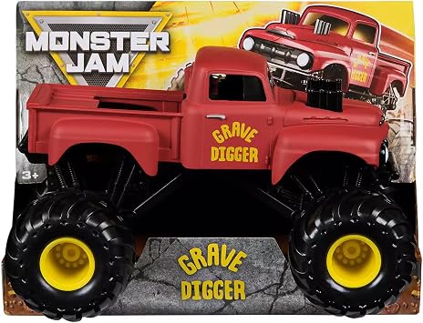 Monster Jam Official Grave Digger Monster Truck, Red Vintage Edition, 124 Scale Die-Cast Vehicle, Collectible Truck Toy for Kids Ages 3 and Up