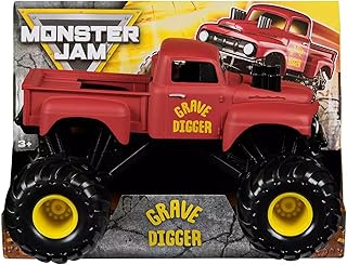 Monster Jam Official Grave Digger Monster Truck, Red Vintage Edition, 1:24 Scale Die-Cast Vehicle, Collectible Truck Toy for Kids Ages 3 and Up