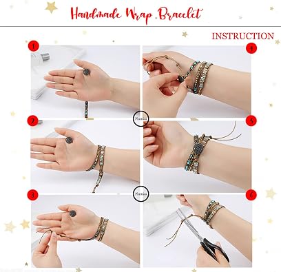Plumiss Women Boho Handmade Natural Stone Crystal Leather Bead Wrap Bracelets Collection