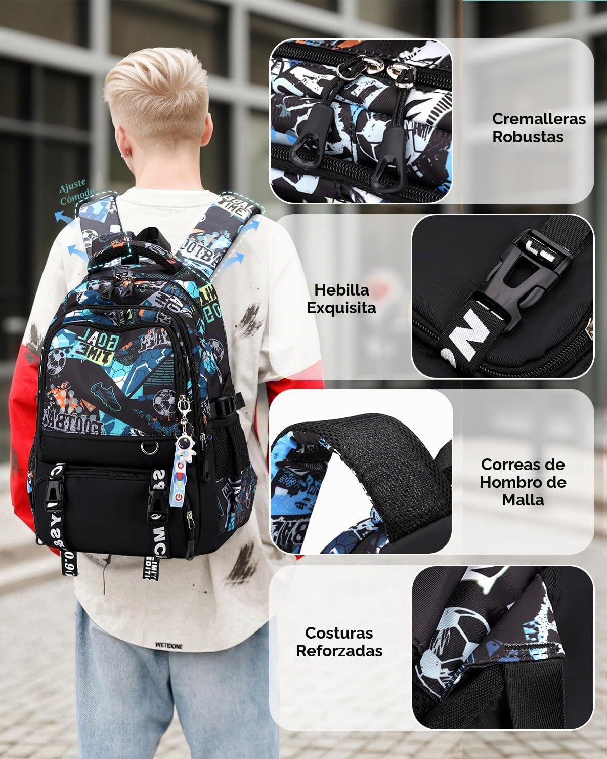 Tanou Mochila Adolescente Chico, Mochilas Escolares de Futbol para Niños