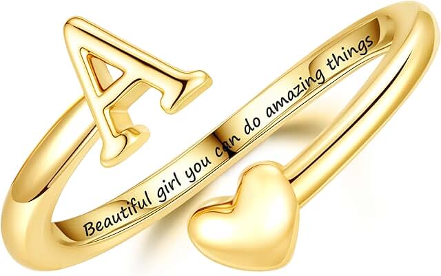 Turandoss 14K Gold-Plated Initial Heart Ring