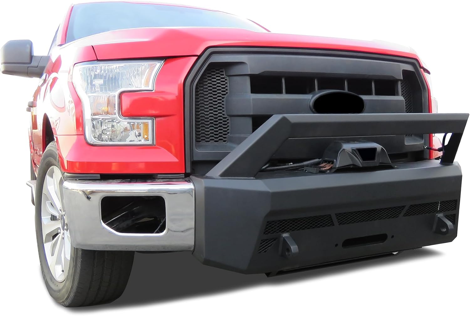 Black Horse Armour III Heavy Duty Front Winch Bumper Kit & Winch Textured Black Compatible with 2015-2017 Ford F-150-AR3LHD40-W12