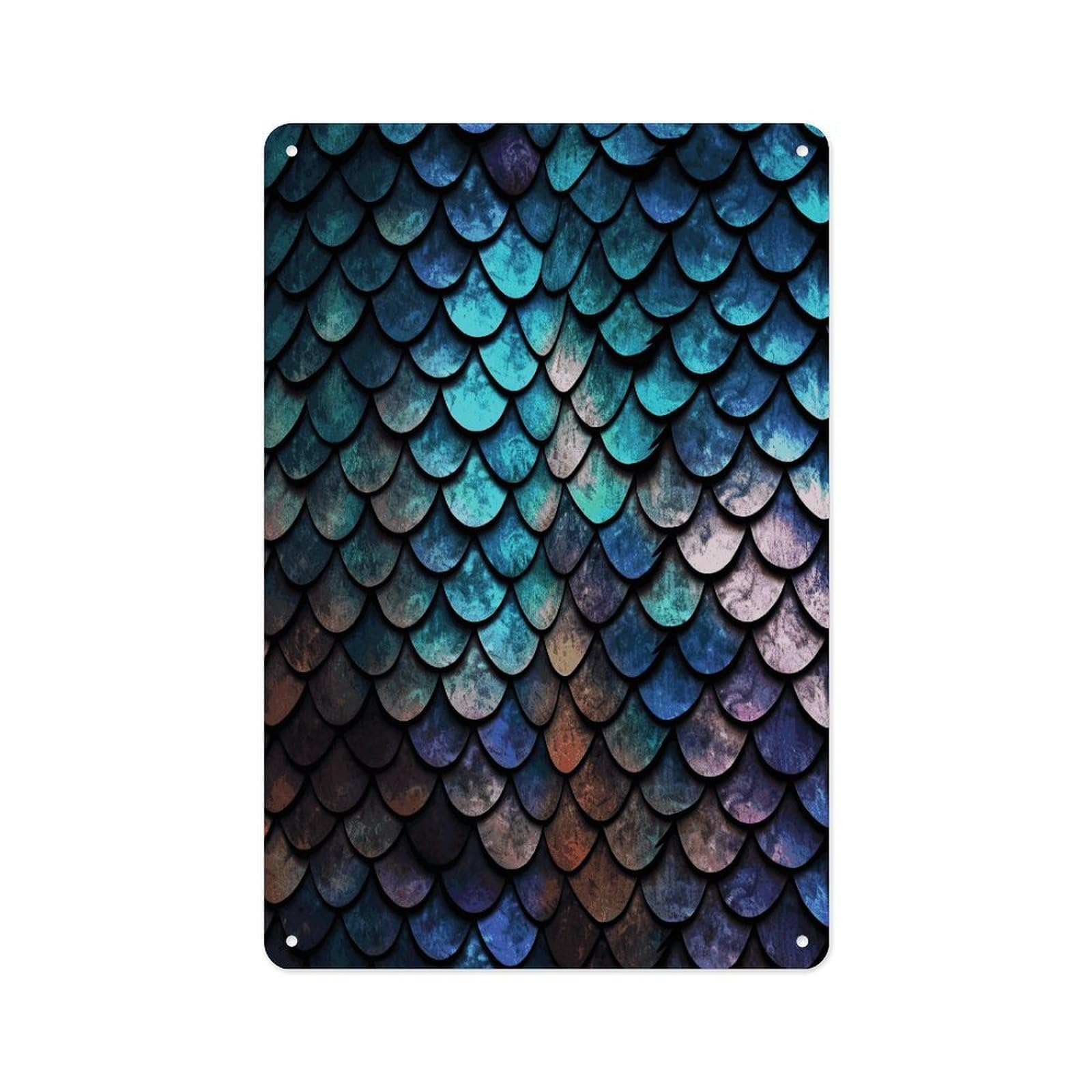 Fekiloot Style 3D Magical Dragon Scales Pattern Wall Decor Metal Signs Tin Signs Poster