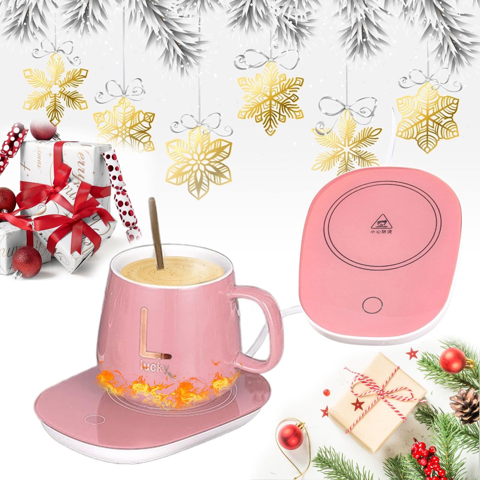 Scalda Bevande, Tazze Da Caffè, Scalda Tazza USB, Coffee Warmer, Scaldatazze da Caffè, Riscaldatore Caffè Intelligente, Scaldabagno Tazza USB Ufficio/Casa, Tazza Termica Caffè/Tè, Rosa