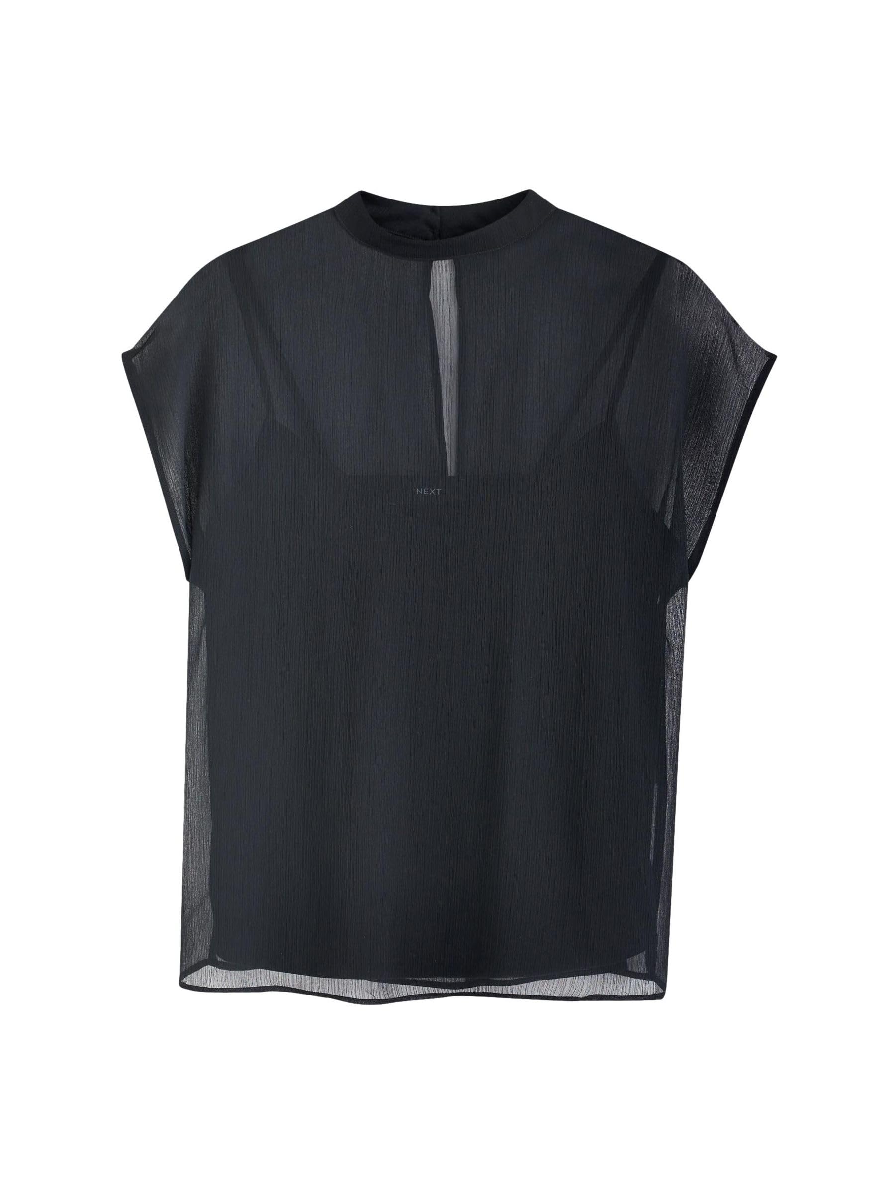 NEXT Donne Top con maniche ad aletta e rivestimento trasparente