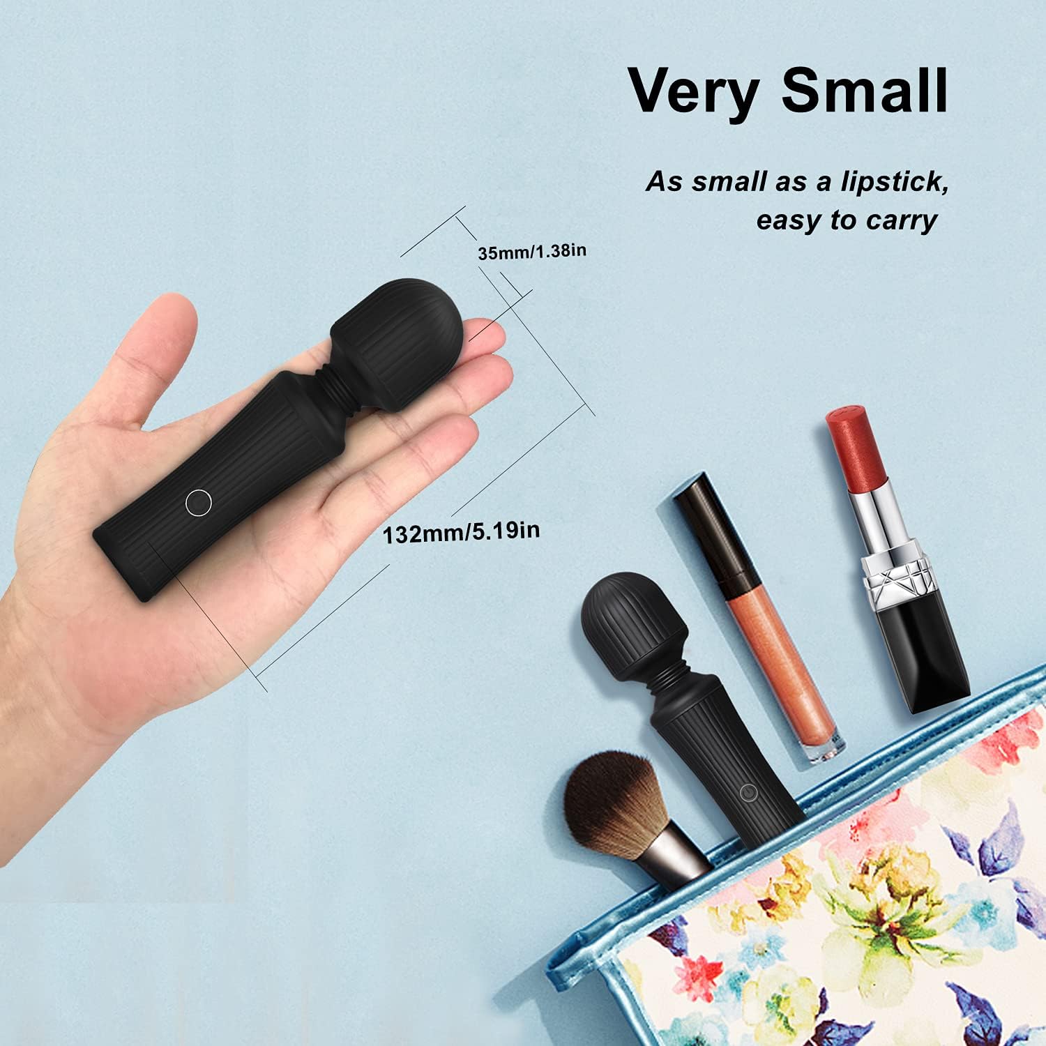 ALWUP Mini Massager, Powerful Mini Handheld Massager with 10 Speed Modes Cordless Massager for Slight Pain Relief & Neck Shoulder Back Massage (Black)