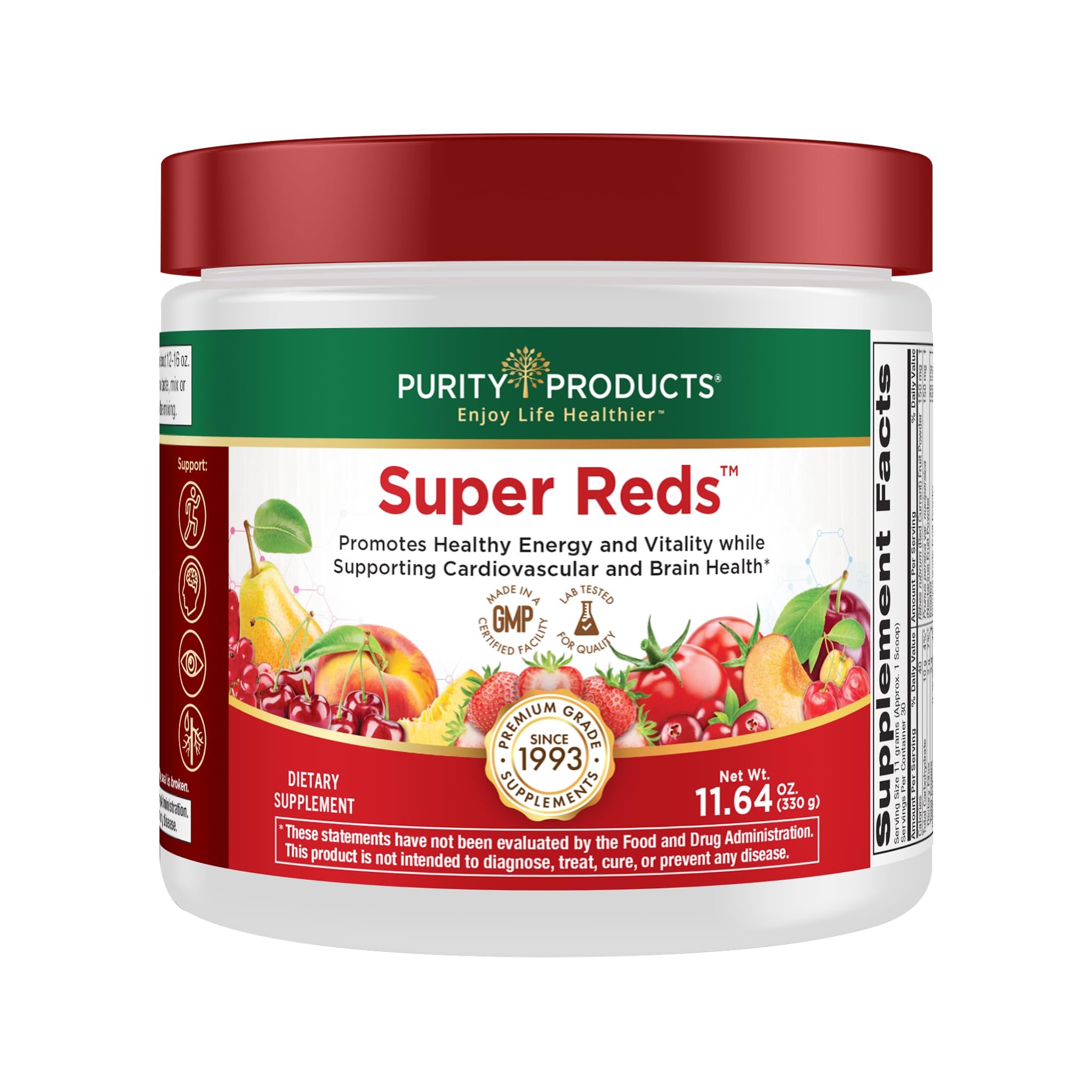 Purity Products Super Reds Powder Phytonutrient Superfood Drink Mix