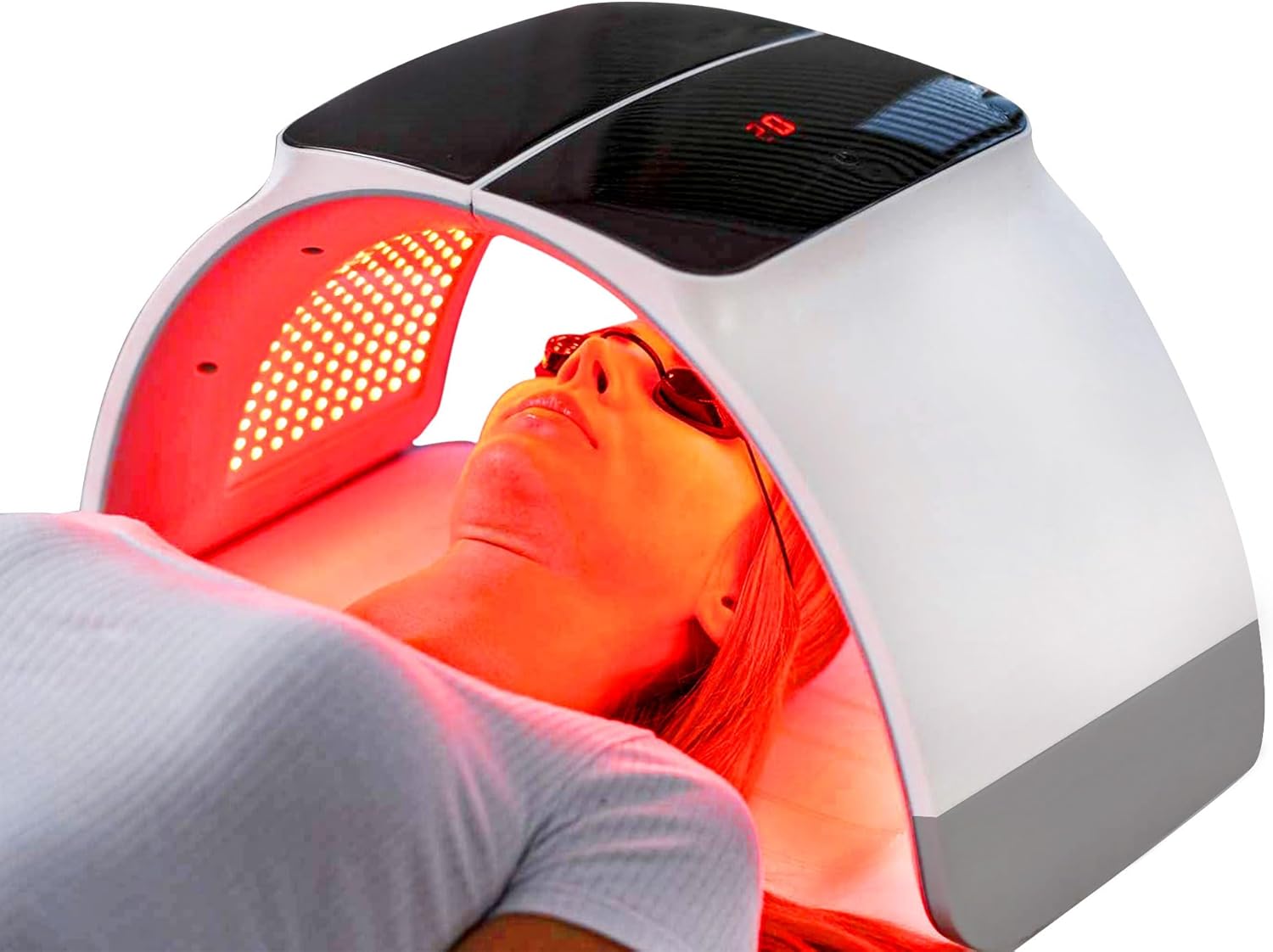 Roodlichttherapiemasker – led-gezichtsmasker met lichttherapie, infraroodtherapie, 7 kleuren, led-lichttherapie voor huidverzorging thuis (BLUE-LTM-0C)