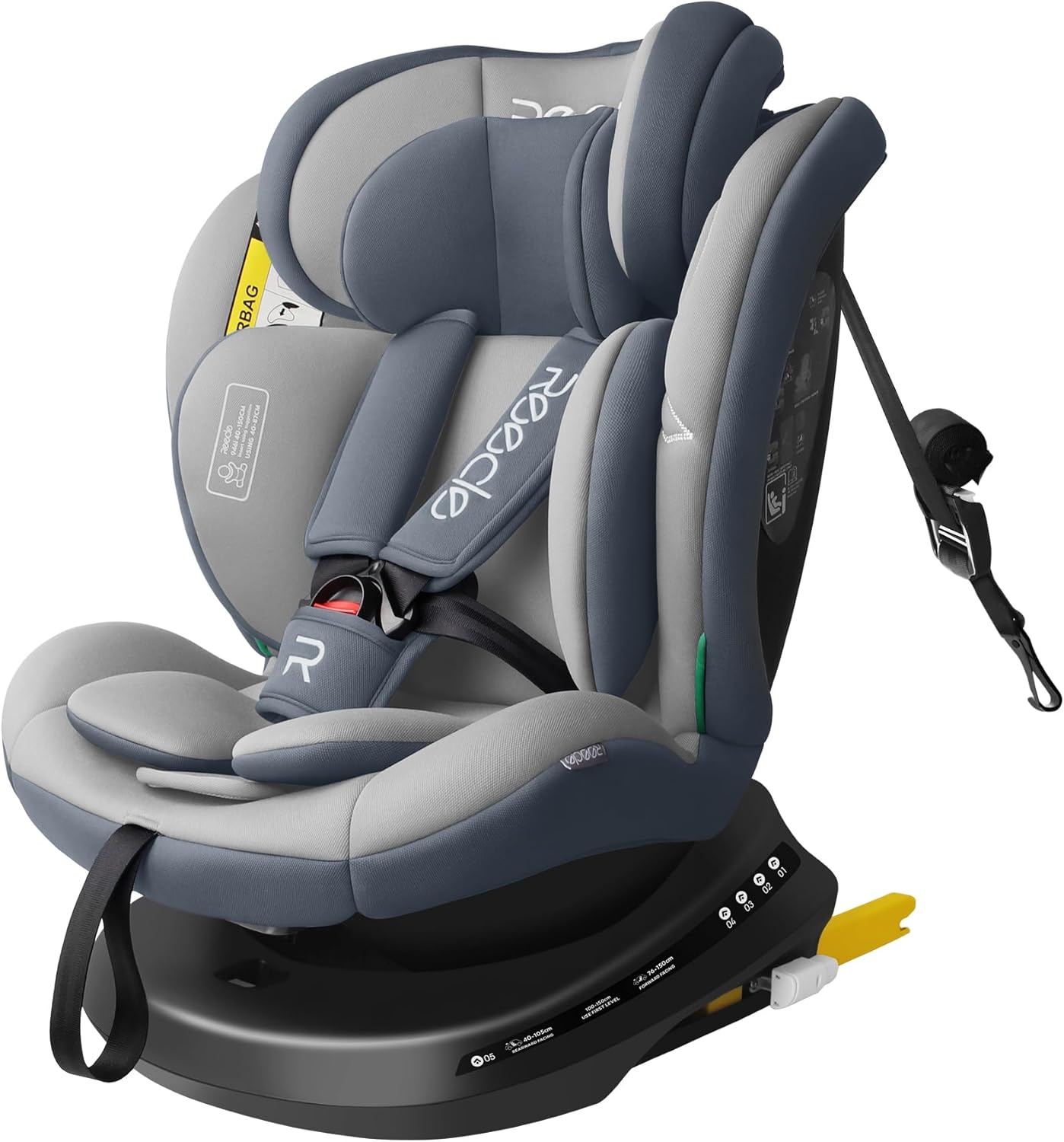 Product image of Reecle I-Size 360 Girevole Seggiolino Auto con ISOFIX, 40-150cm(Gruppo 0 + 1/2/3, 0-36 kg), ca. 0-12 anni (Grigio)