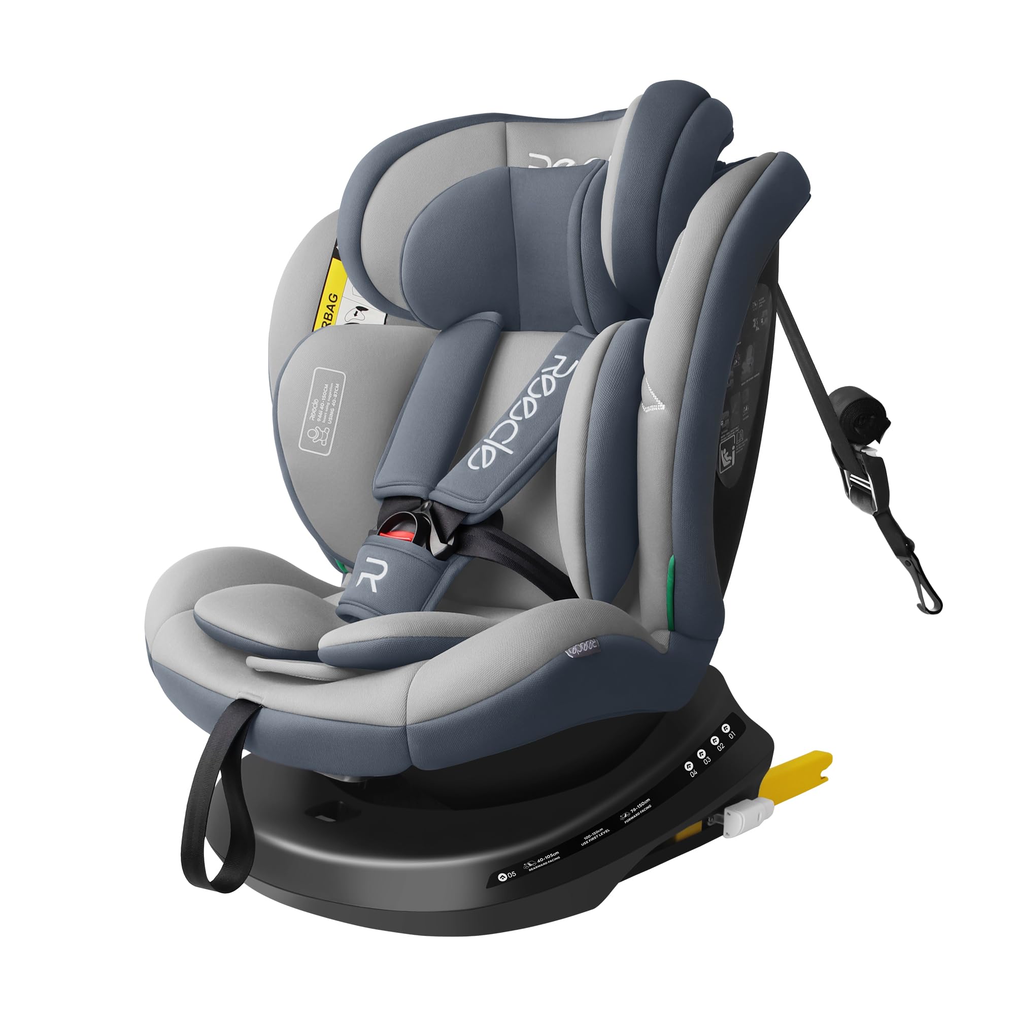 Reecle 360 Drehbar i-Size Kindersitz mit ISOFIX 40-150 cm (0-36 kg) ECE R129 (Grau)
