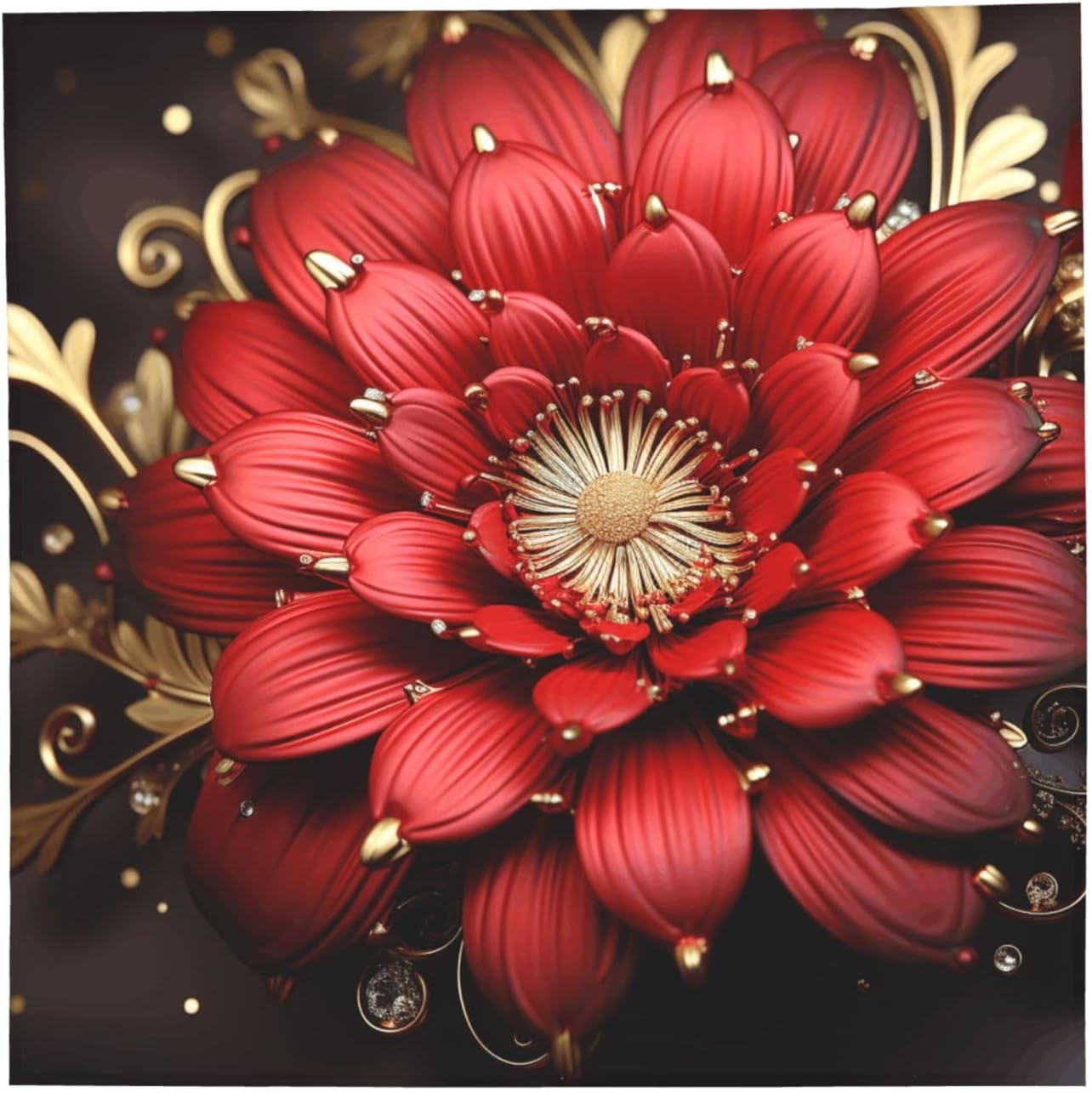 Cooling Bandanas for Men Women Square Hair Scarf 22" x 22" Novelty Headband Red Gold Flower Neckerchief