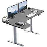 Electric Corner 58 x 35 in L-Shaped Standing Desk, Memory Height Adjustment, Reversible Black Top, Gray Frame, DESK-KIT-1GRB
