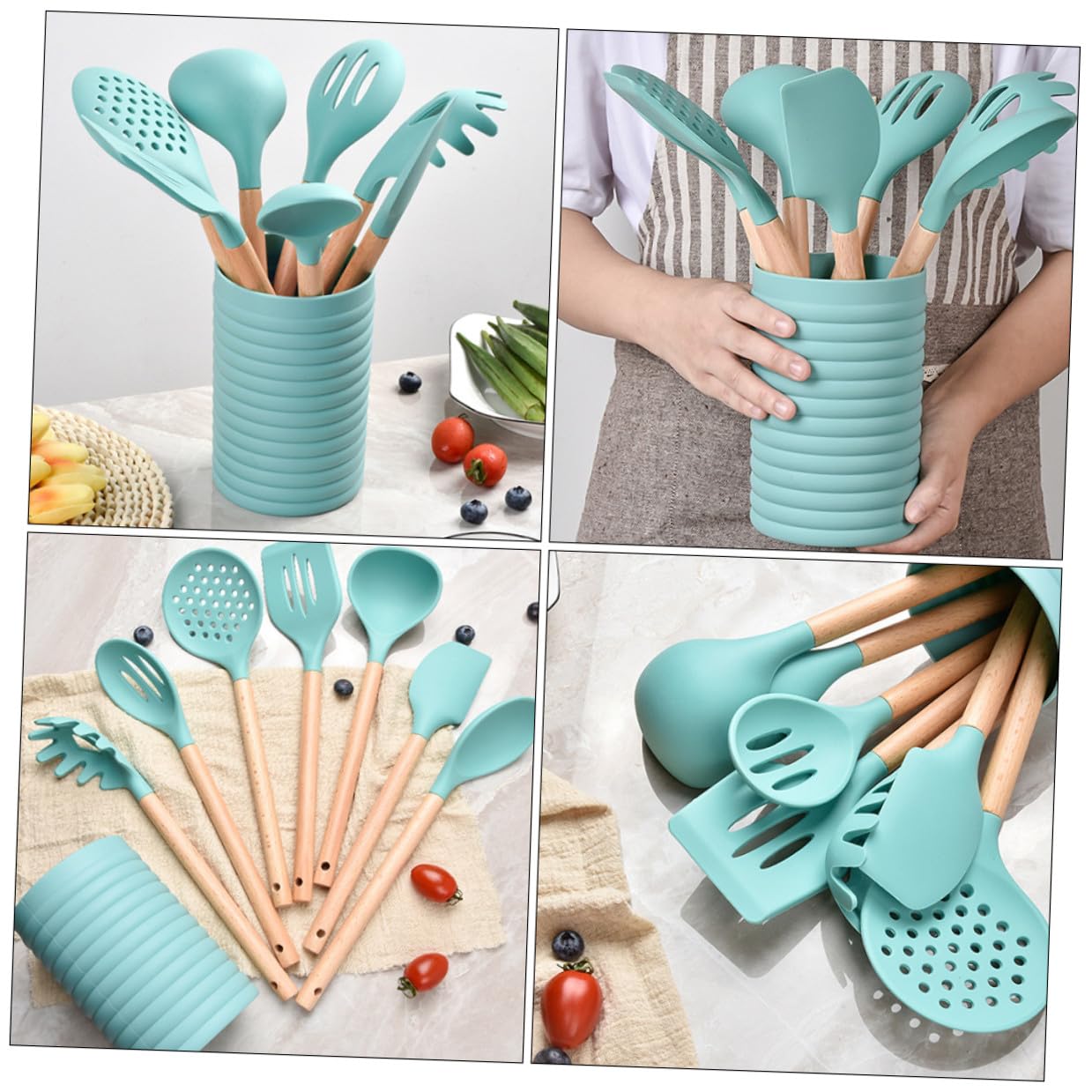 Cabilock Casseroles avec Manche Bois Ustensiles de Cuisine Accessoires Simples Ménagers