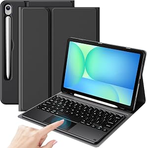 ProCase Keyboard Case with Touchpad for Galaxy Tab S10 FE/S10 Lite/S9 FE 10.9-Inch, Tab S9 11", Detachable Wireless Keyboard Folio Cover with Pencil Holder, Type-C Charging -Black