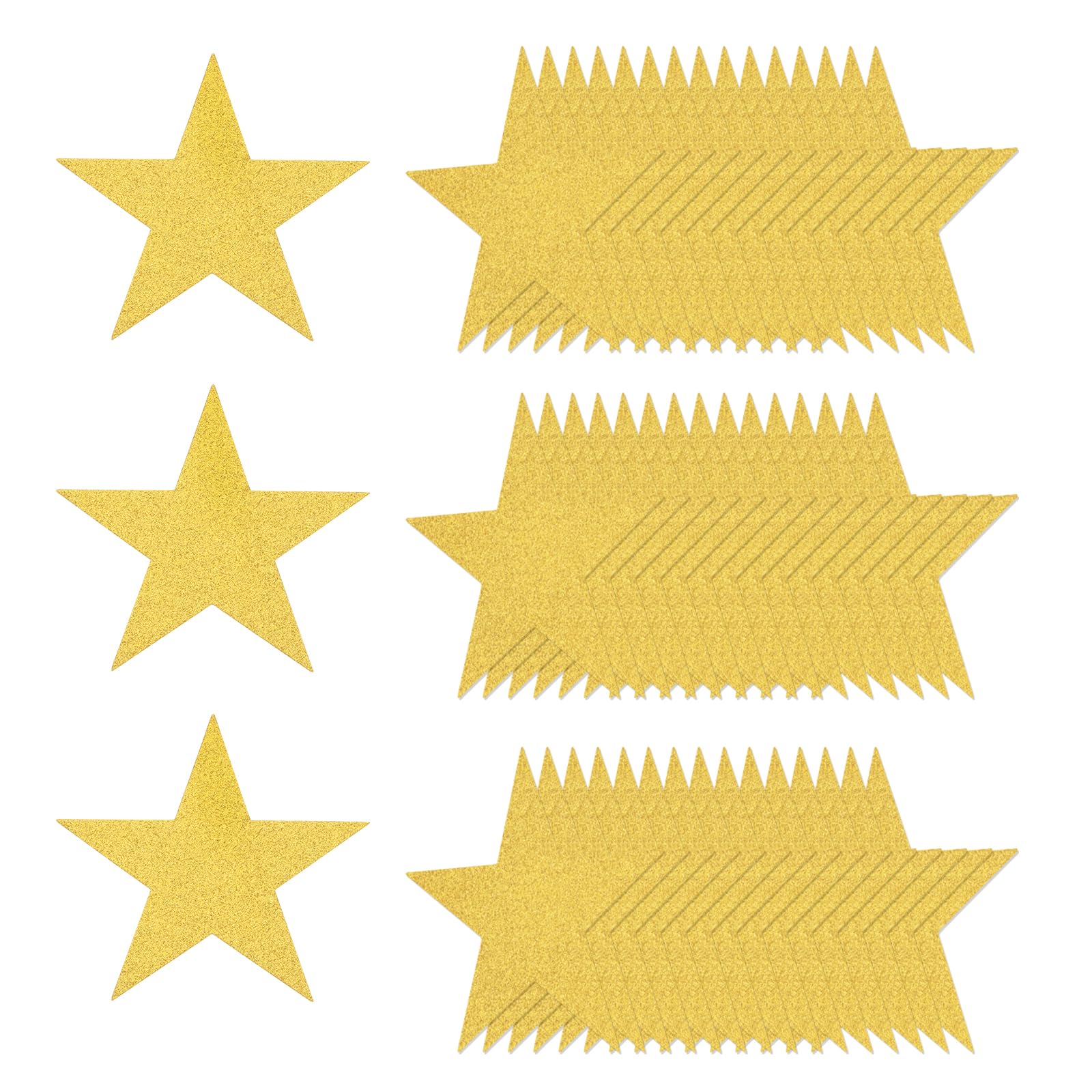 QUARKZMAN 50 Pcs Estrellas Brillantes Recortadas, Estrellas De Papel Brillante De 6 Pulgadas, Recortes De Confeti para Tablero De Anuncios Decoración De Pared para Fiestas, Dorado