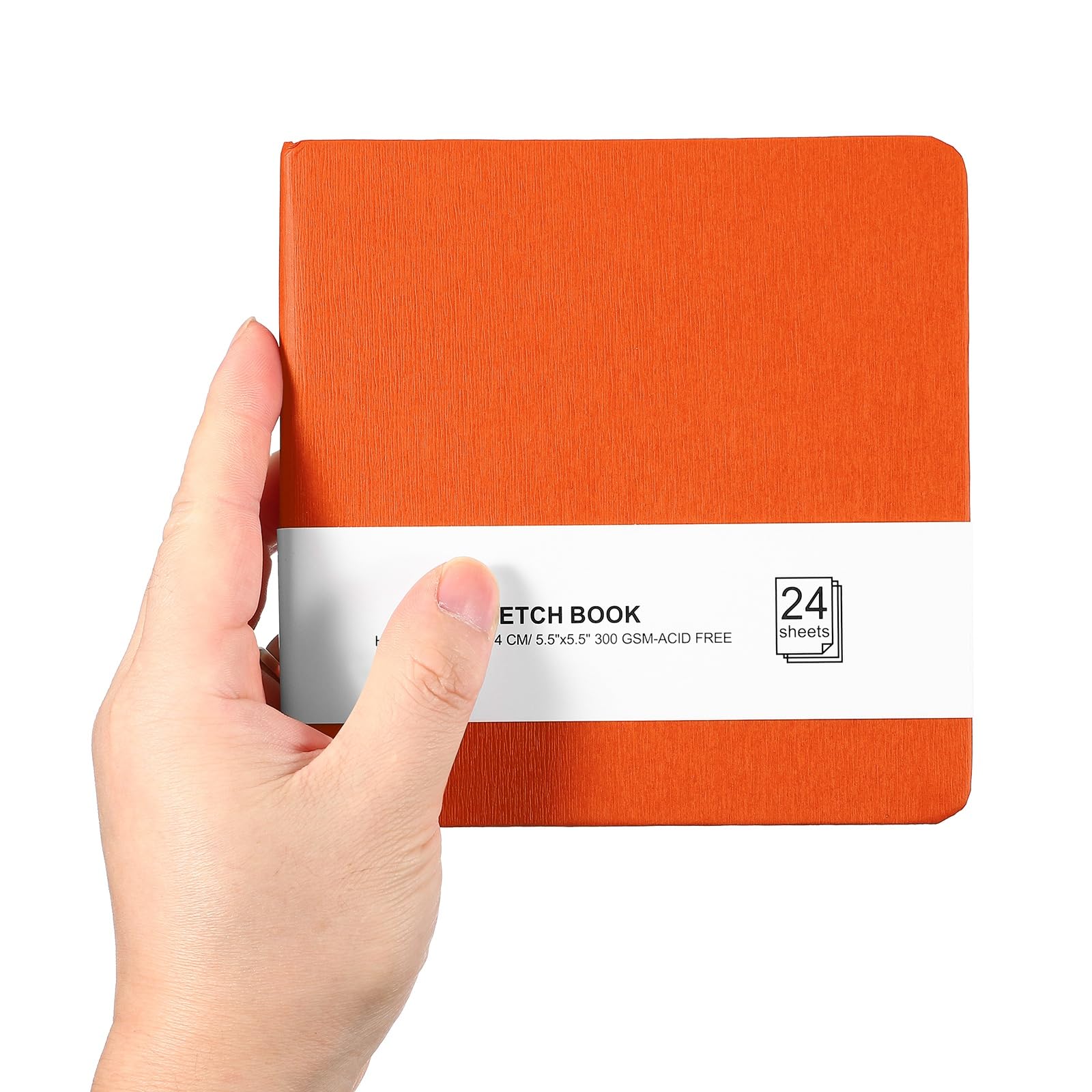 PATIKIL 5.5x5.5 Small Sketchbook, Mini Sketchbook Watercolor Paper Pad 300GSM Thick Paper 24 Sheets/48 Pages Square Tiny Sketch Pad Pocket for Drawing Travel Artist Adults, Orange