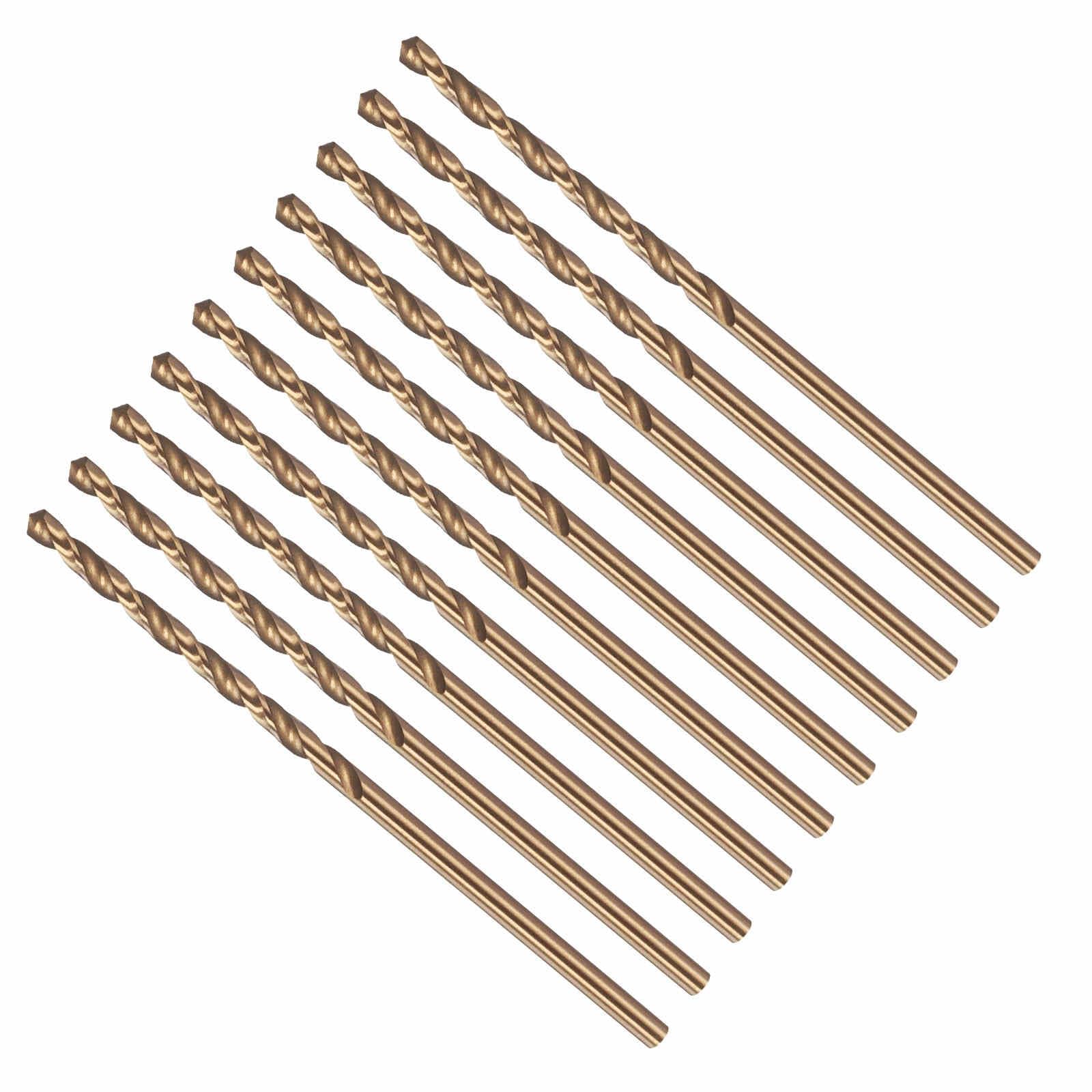 CoCud 2mm Drill Bit, #47 Cutting Diameter, 4341 HSS Number Jobber Bits 135° Cutting Angle Gold Finish - (Applications: for Drilling Soft Metal Plastic Wood), 10-Pieces — image 1