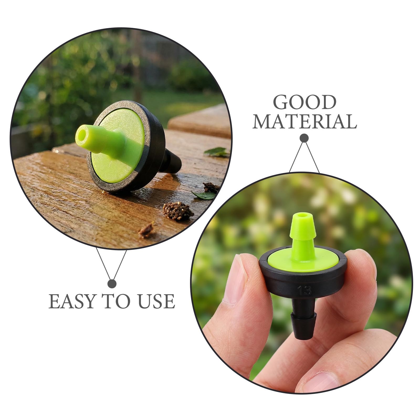 Goteros de Riego Compensación de Presión Conexión Rápida para Suministro Constante de Agua , Plástico Negro , 200 Unidades para Plantas en Macetas y Cultivos