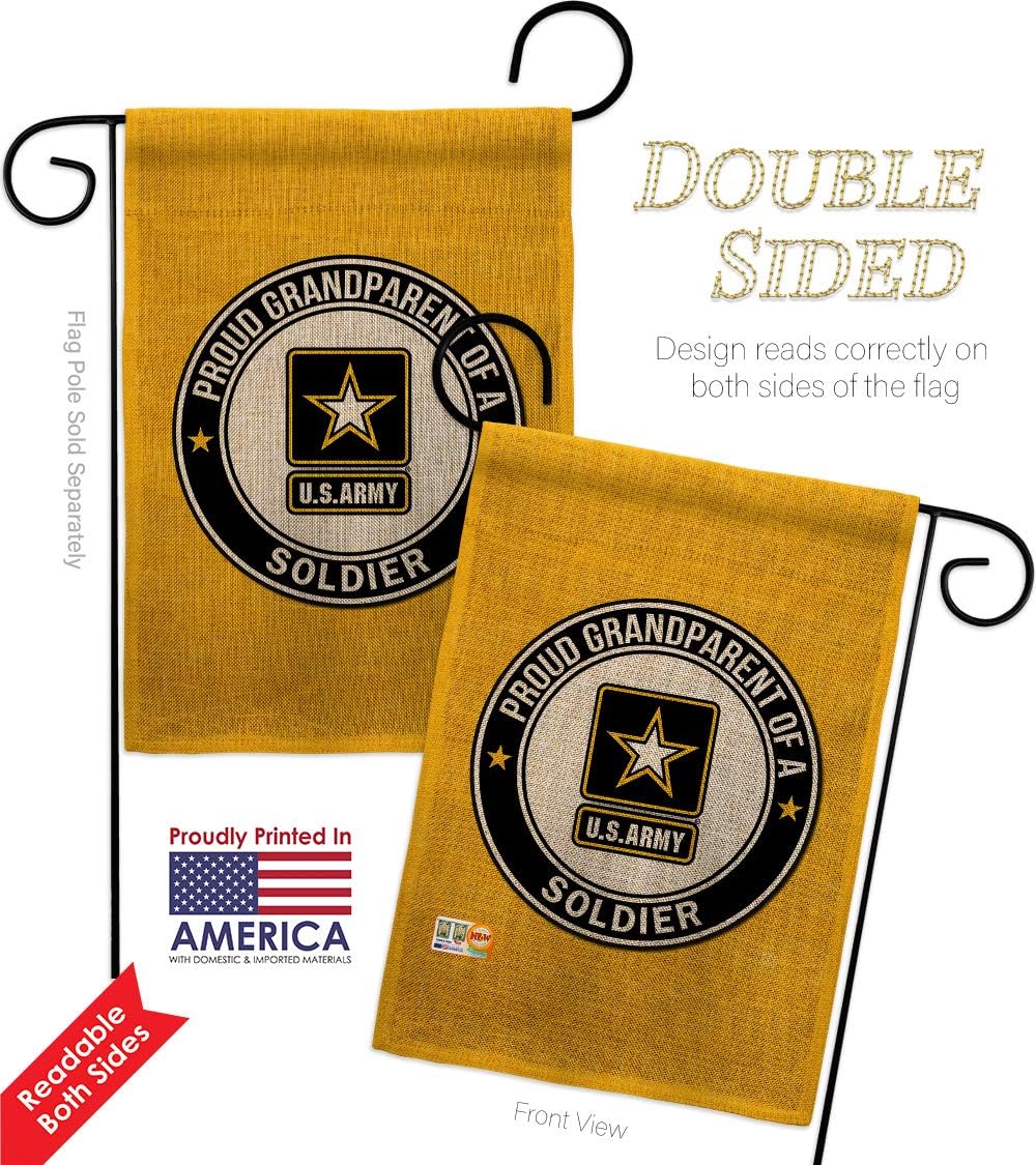 Army Proud Grandparent Soldier Burlap Garden Flag Armed Forces Rangers United State American Military Veteran Retire Official Small Gift Yard House Banner Double-Sided Made In USA 13 X 18.5
