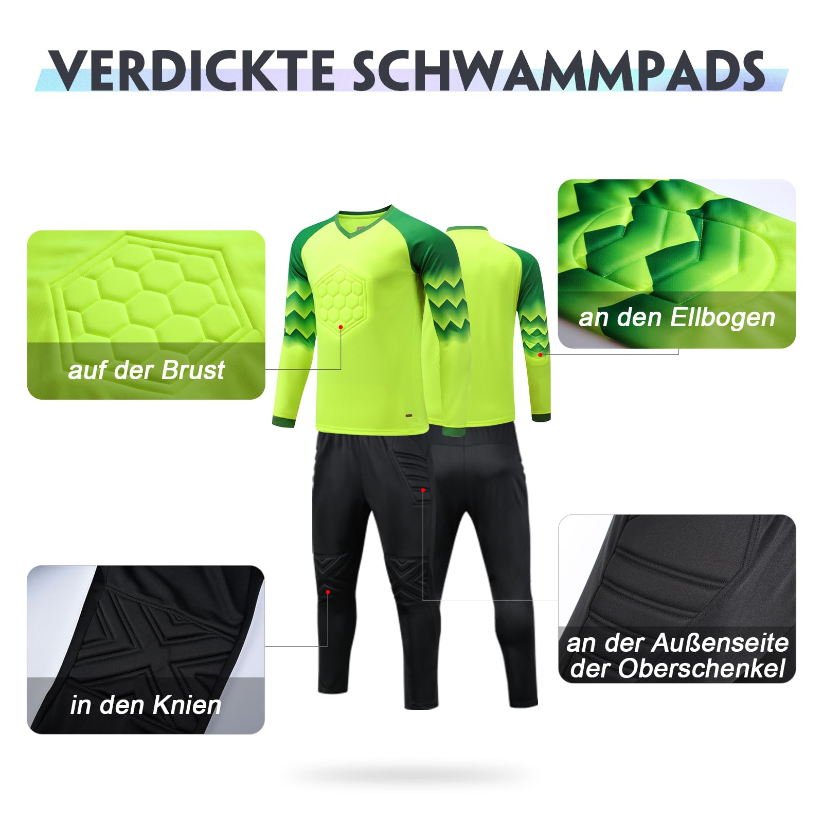 LAIFU Benutzerdefiniert Torwarttrikot Set Kinder Herren mit Gepolstert Personalisieren Tormann Trikot Kinder mit Polsterung