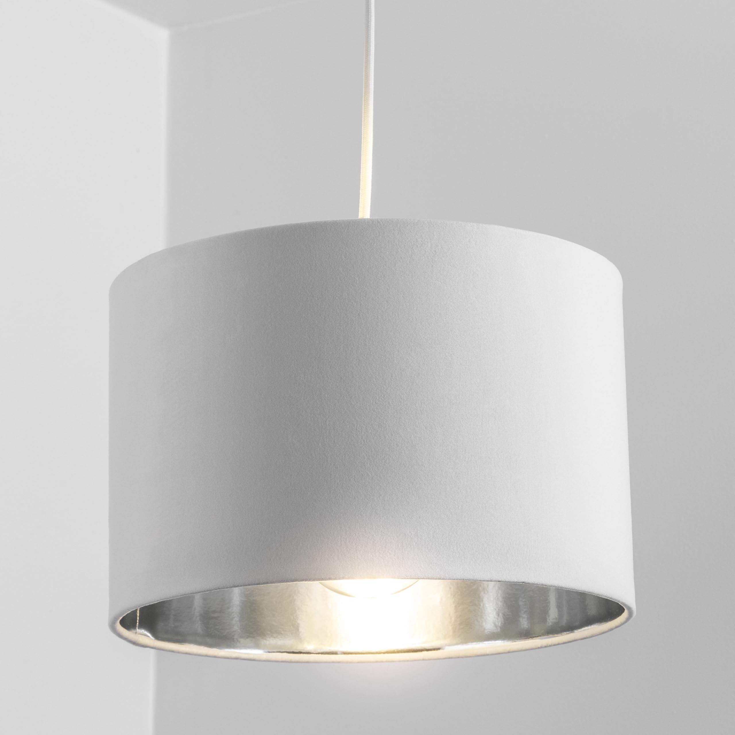 CGC Lighting Modern Velvet 30cm Drum Ceiling Lamp Shade Pendant Table Lamp Bedroom Dining Room Lounge (Cream) โ image 1
