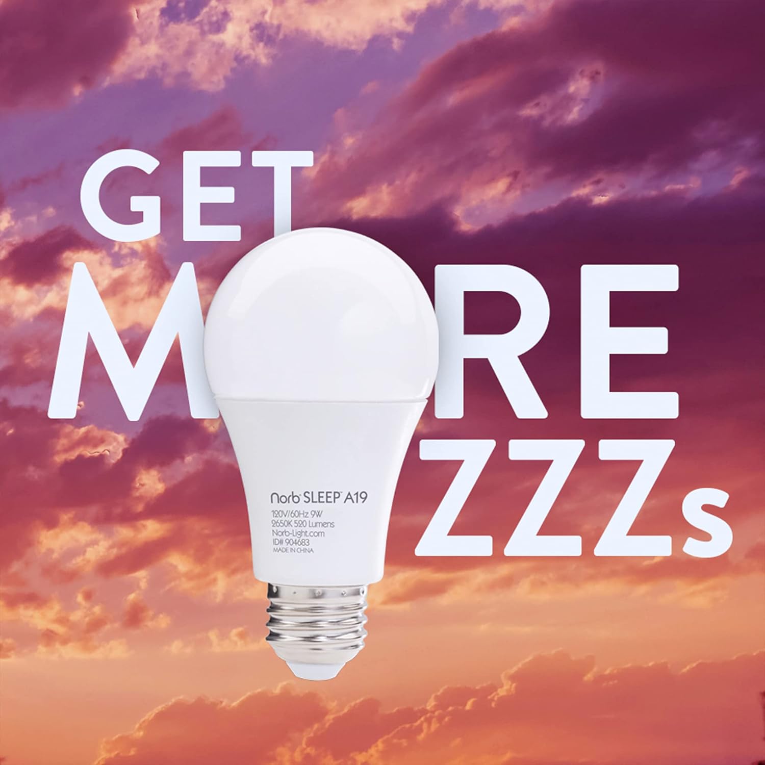Norb NorbSLEEP Low-Blue Sleep Light Bulb – Melatonin-Boosting Nighttime LED for Restful Sleep – for Babies, Kids, & Adults – 9W A19 Dimmable, Natural Evening Spectrum, White Not Amber (1-Pack)