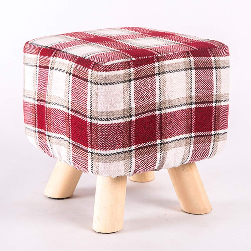 Repose-Pieds Ottoman en lin de coton tabouret salon 28x28x27cm