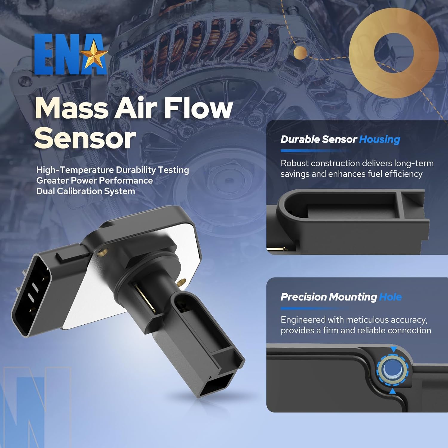 ENA Mass Air Flow Sensor Meter MAF Compatible with Toyota 4Runner T100 Tacoma 1995-2004 Replacement for 74-50022 7450022 22204-0C010 22204-75010 22250-75020 AFH70M-22 222040C010 2220475010 2225075020