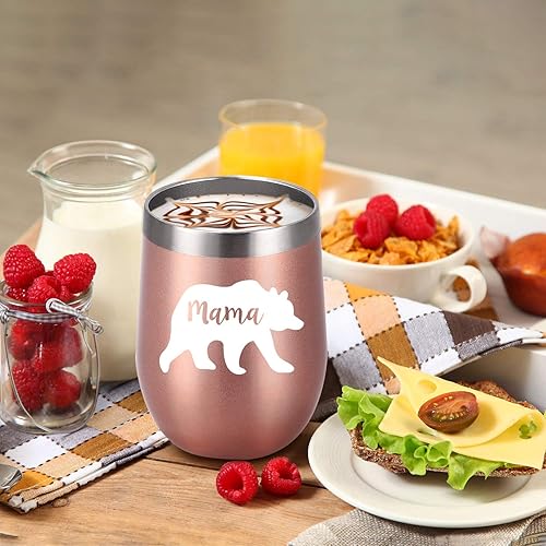 Miniatura 6 de Gingprous Regalos del Día de la Madre para mamá vaso de vino con tapa y pajita vaso de vino aislado de acero inoxidable de 12 onzas para el mejor