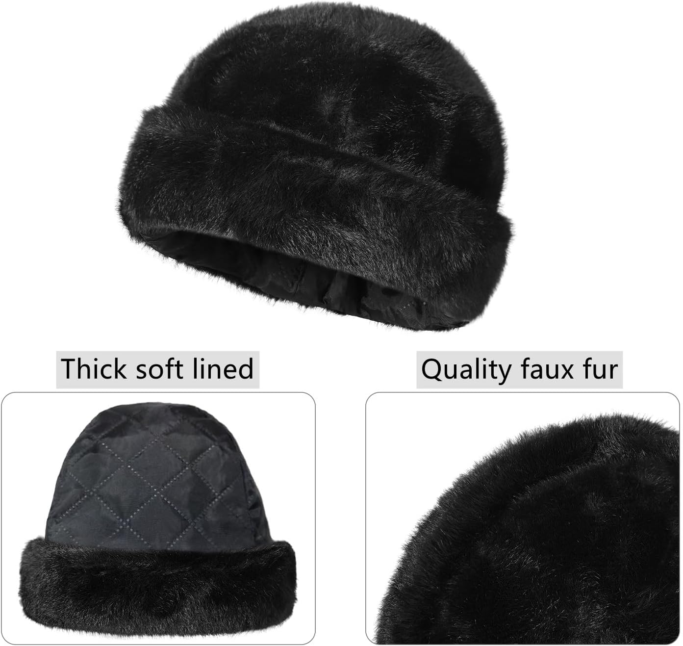 Men Winter Trapper Hat Faux Mink Fur Trooper Hat Russian Ushanka Cossack Hunting Dad Hat Outdoor Ski Snow Cap