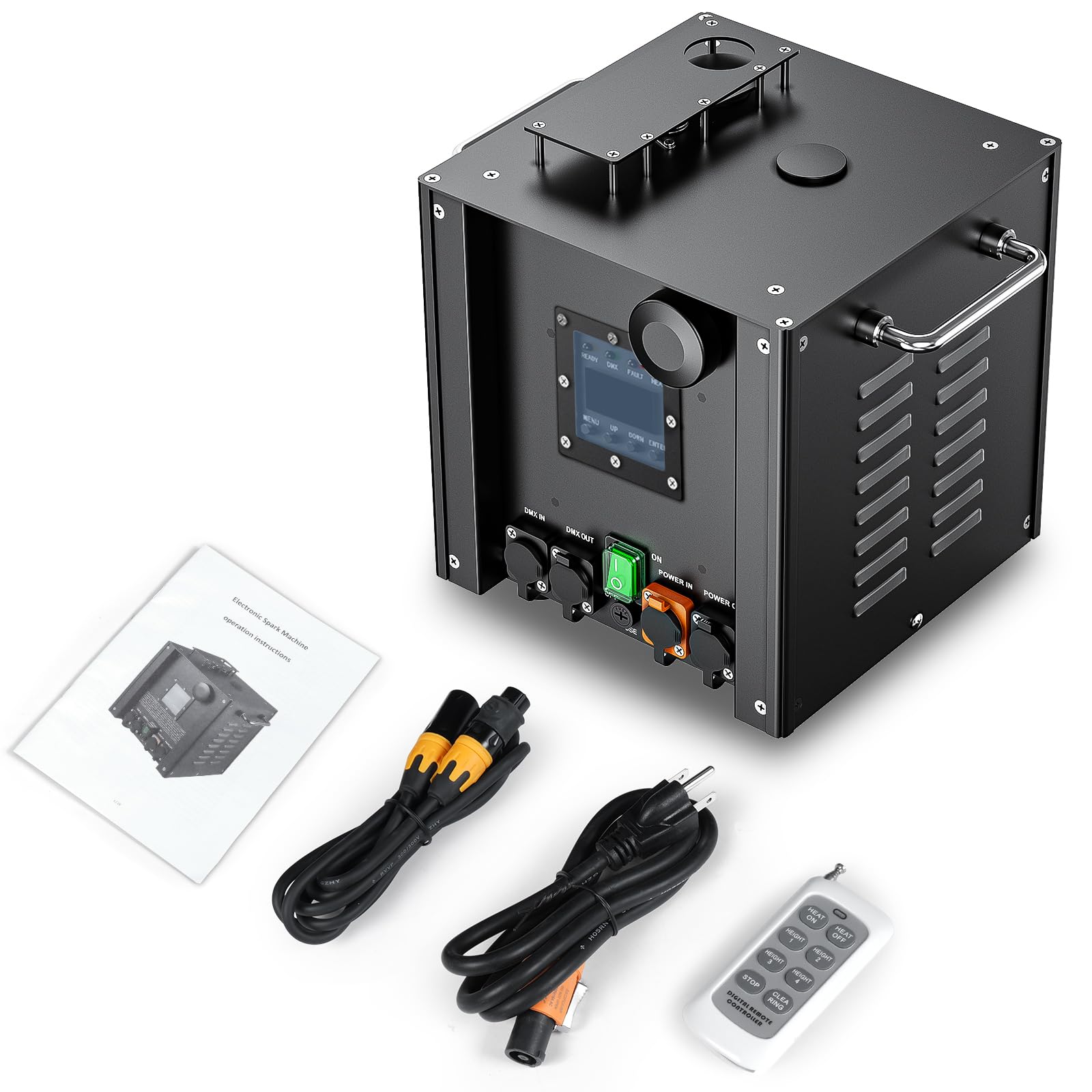 700W Wasserdicht Pyrotechnikmaschinen, Cold Spark Feuerwerksmaschine LCD Display d-mx512 BüHneneffekt Effekt Machine mit Fernbedienung für Bar Party Halloween Weihnachten Hochzeit, 1 Stück