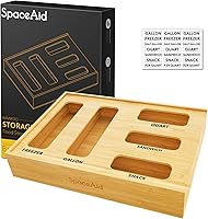 Vista 12 de SpaceAid Organizador de almacenamiento de bolsas para cajón de cocina, organizador de bambú, compatible con un galón, cuarto de galón, sándwich