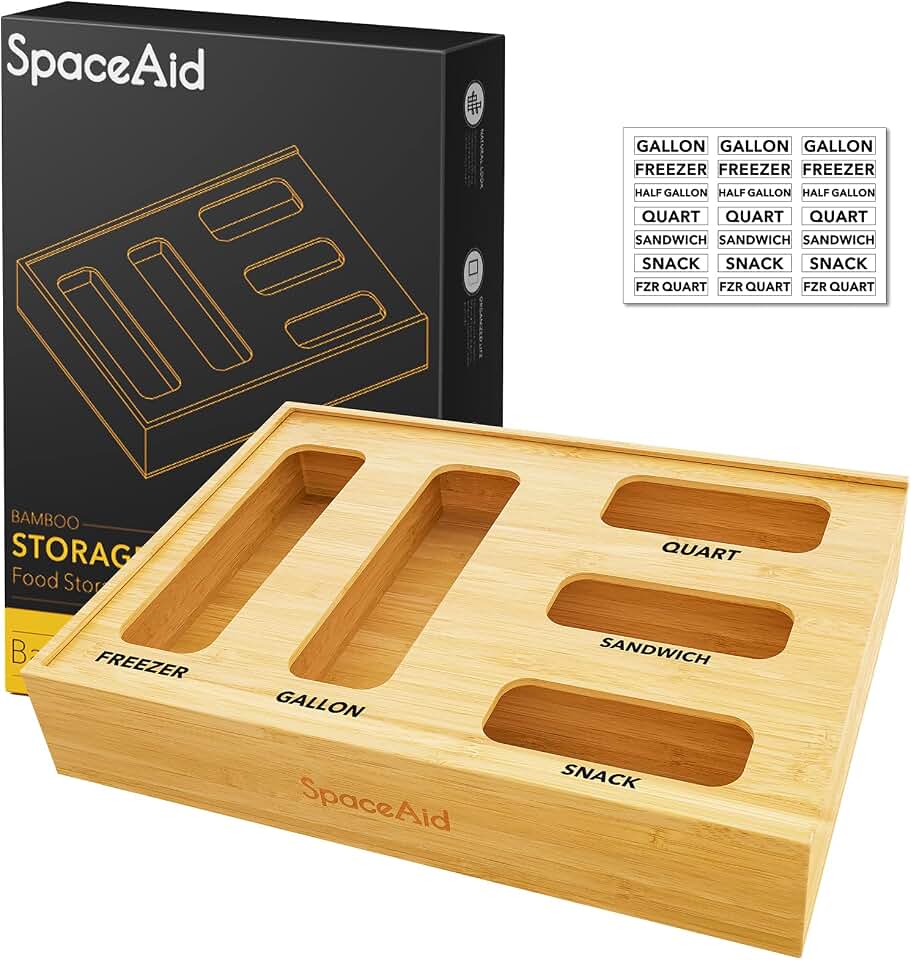 SpaceAid Five Slot Bamboo Bag Organizer