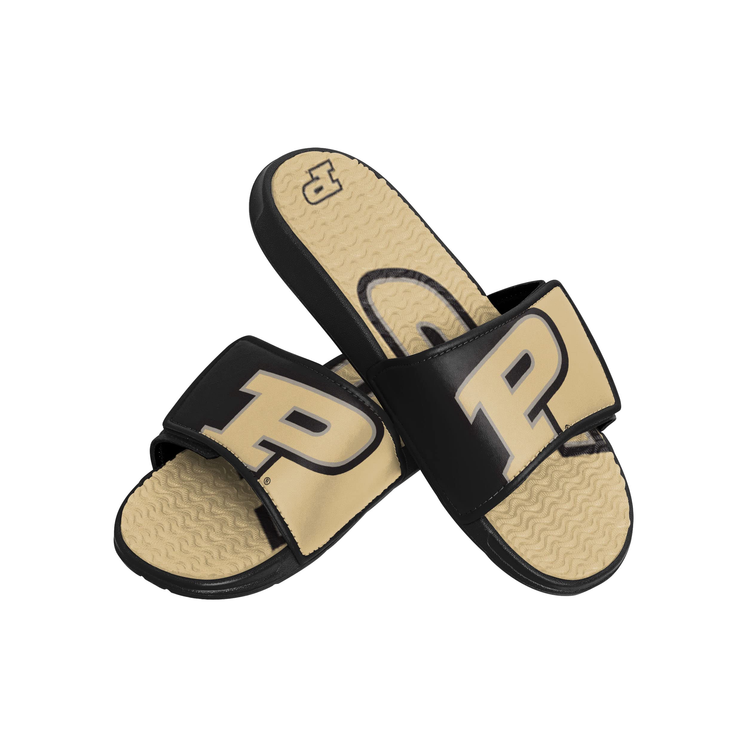 FOCO Purdue Boilermakers NCAA Mens Colorblock Big Logo Gel Slides - L