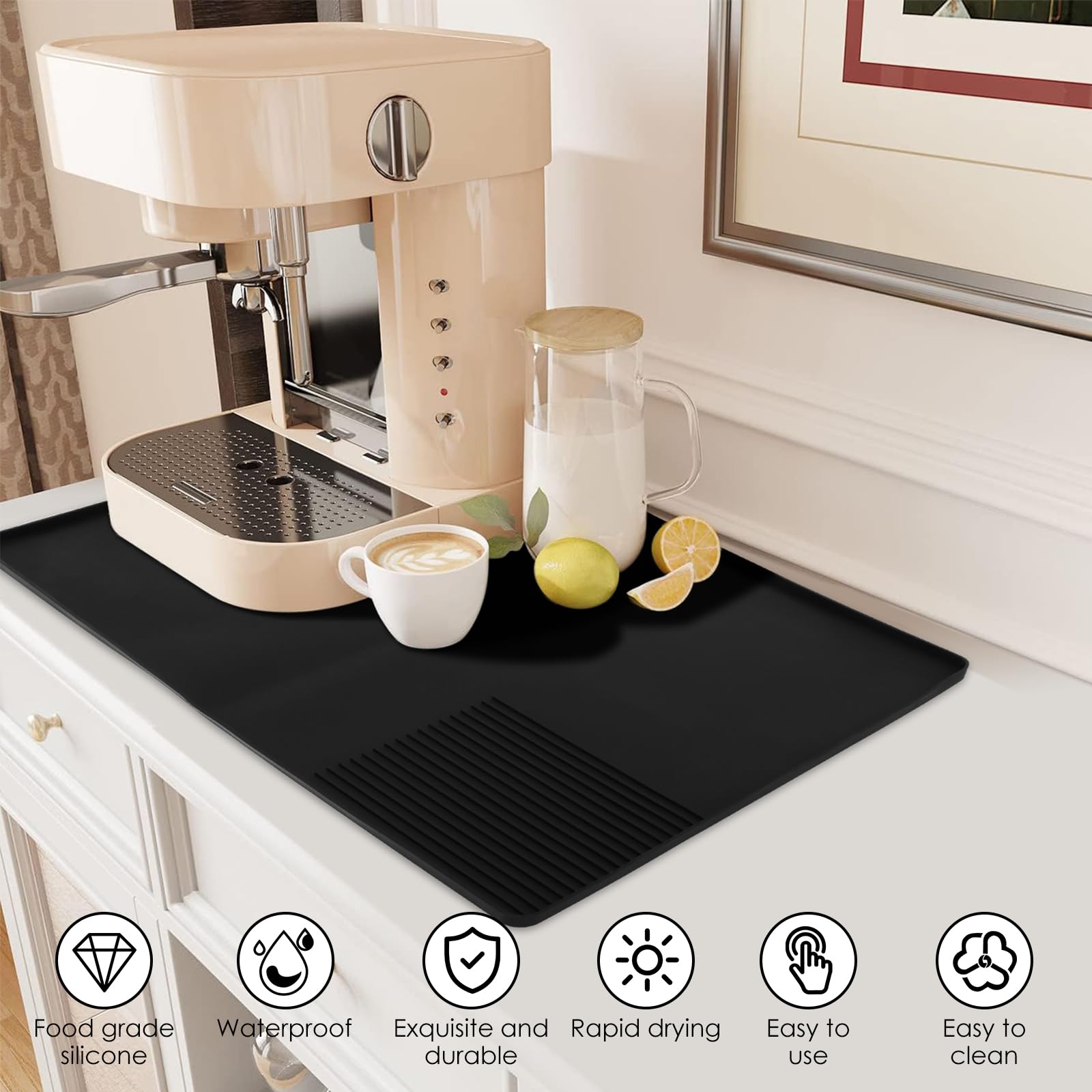 Tapis à Café En Silicone Avec Bords Surélevés, Accessoires Pour Station
