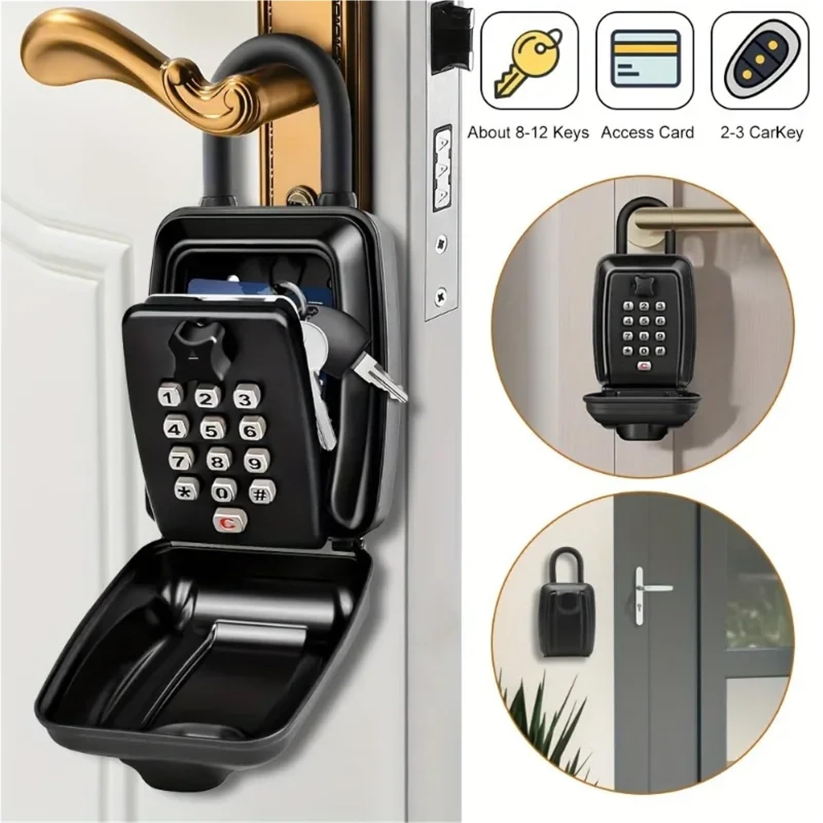 Schlüsseltresor Schlüsselschloss Safe Geheime Aufbewahrungsbox Passwort Sicherheitsschloss Schlüsselloser Home-Office-Schlüssel Tragbare Kombination Wandmontage(Grey)