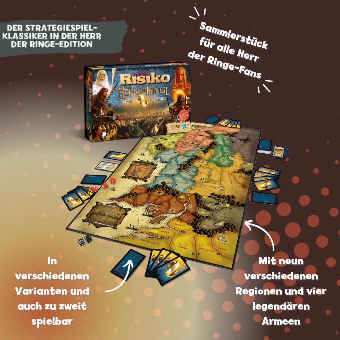 Winning Moves Risiko Herr der Ringe Edition - Strategie Brettspiele Herr der Ringe für Fans - Gesellschaftsspiele Risiko Brettspiel - 2+ Spieler ab 10+ Jahren - Deutsch