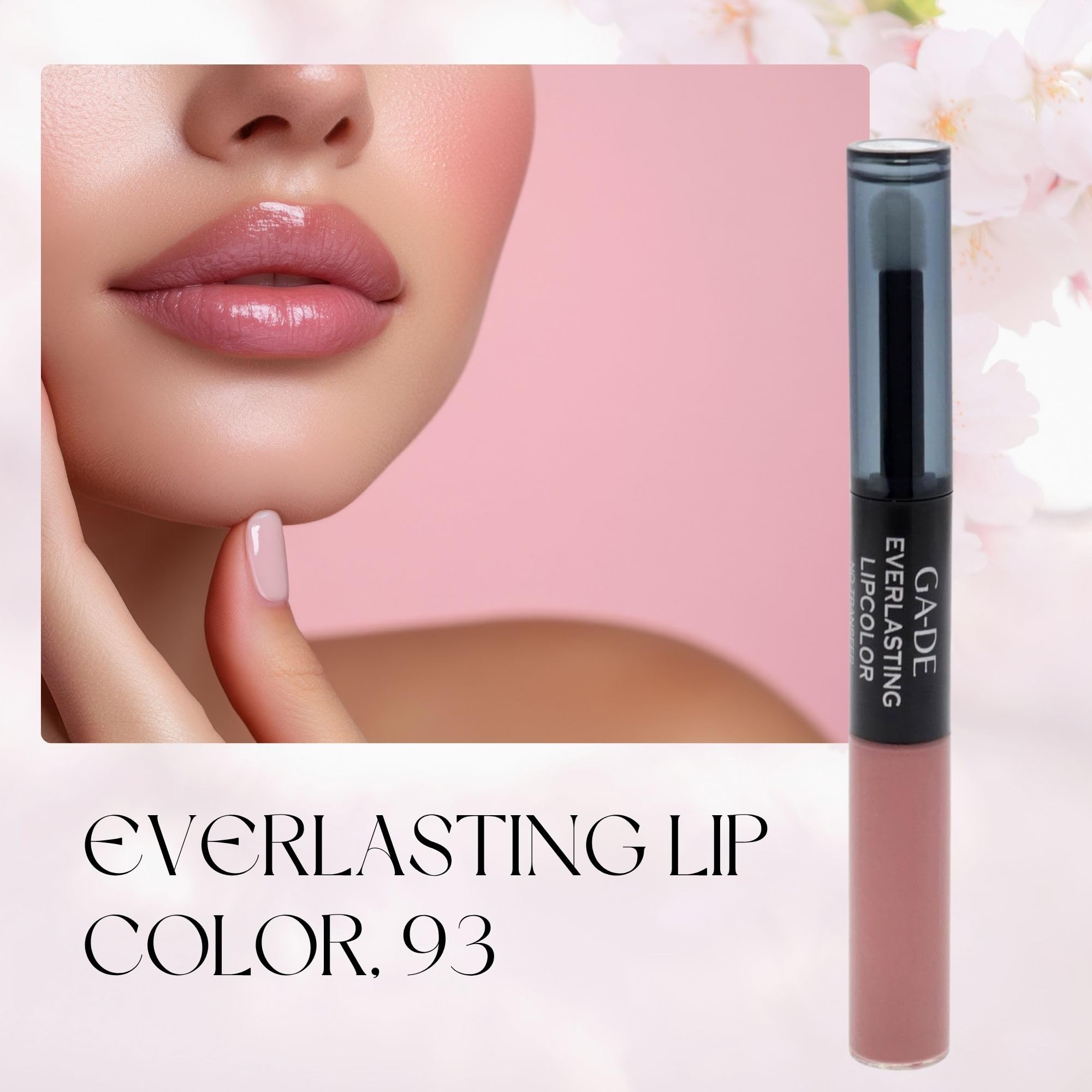 GA-DE Everlasting Lip Color, 93 - pełna powłoka, bez oleju, nawilżająca, długa pomadka - szybko wysycha do ultracienkiej folii - 0,28 uncji