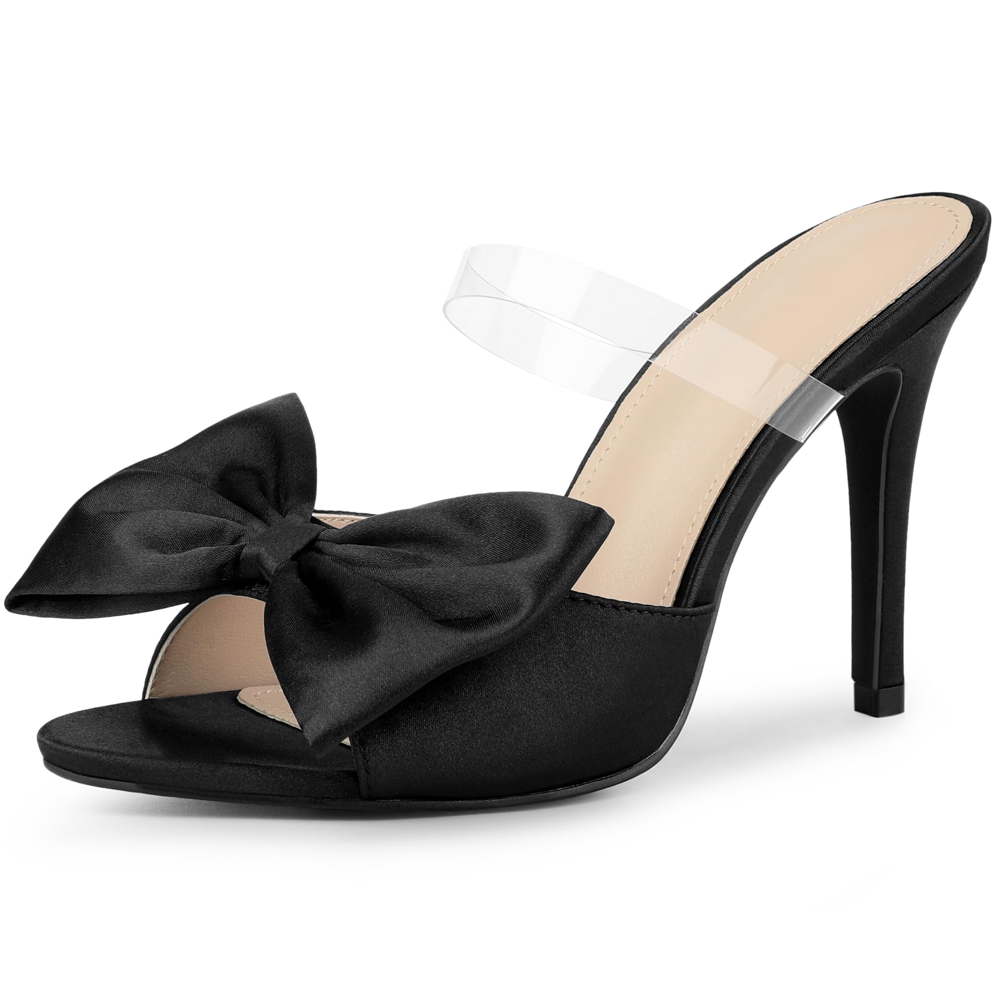 Mules à talons aiguilles de haute qualité avec nœud délicat et sangle invisible - 8