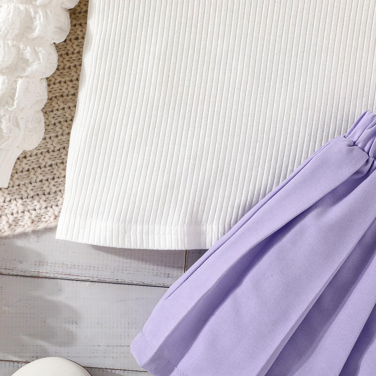 3-8Y Toddler Girl Skirt Set Kid 2Pcs Outfits Puff Long Sleeve Top Pleated Skirt with Bowknot Fall Winter Clothes - Image 7