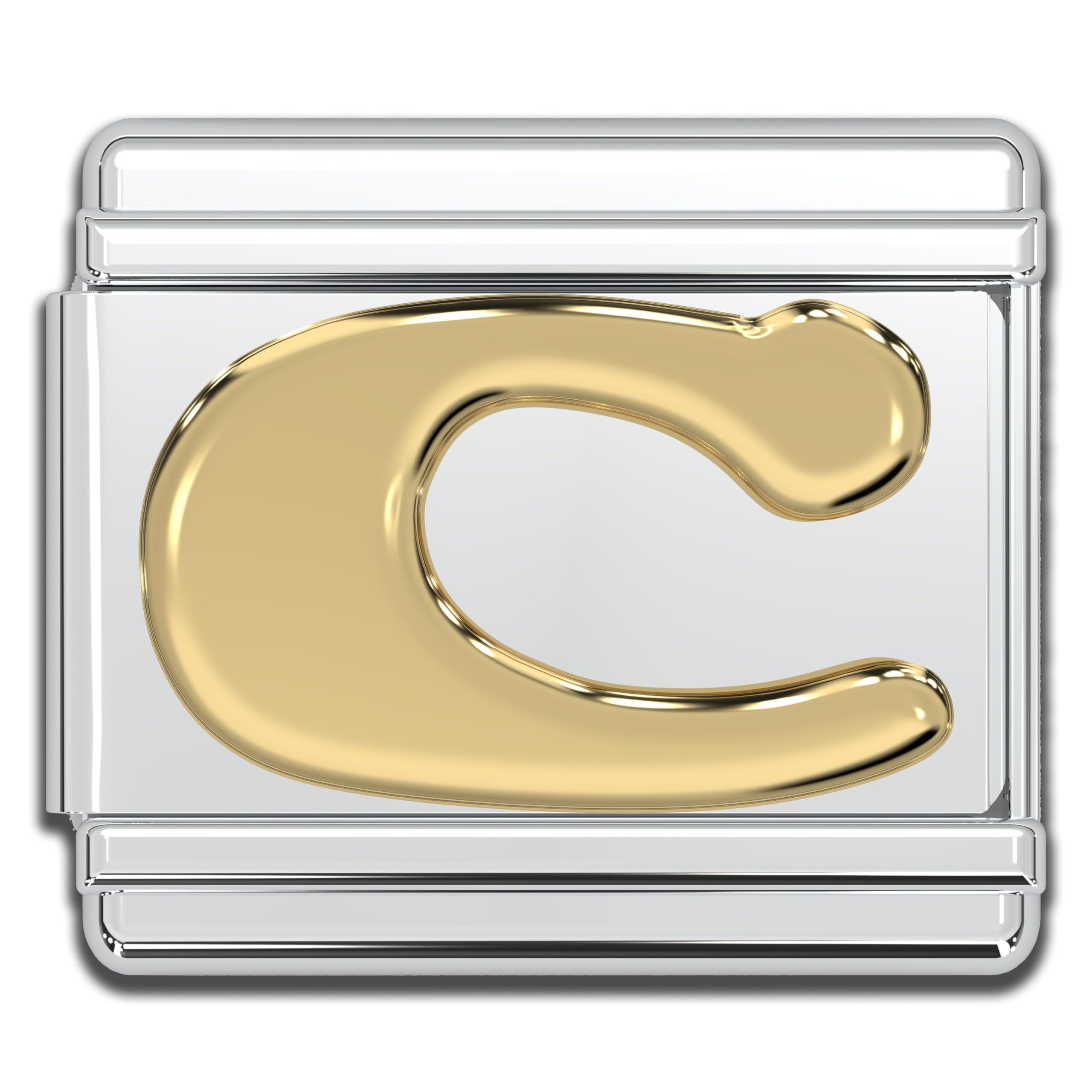 Fablinks Italian Bracelet Letter Charm, 9mm Gold Alphabet Charms, Jewelry Bracelets Links for Women, Stainless Steel Initials Link Letters for Men