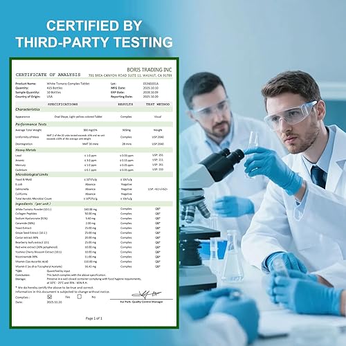 Vista 4 de Suplemento Antioxidante 13-en-1 - Complejo de Tomate Blanco con Vitamina C y E, Péptidos de Colágeno, Extracto de Semilla de Uva, Extracto de Vino