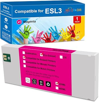 Compatible ESL3 Ink Cartridge Replacement for Roland ECO-SOL MAX Ink Cartridge Magenta Work for VersaStudio BN-20, SolJet Pro II SC-500 SC-500EX SC-540 SC-540EX SJ-1000 Printers ESL3 Magenta
