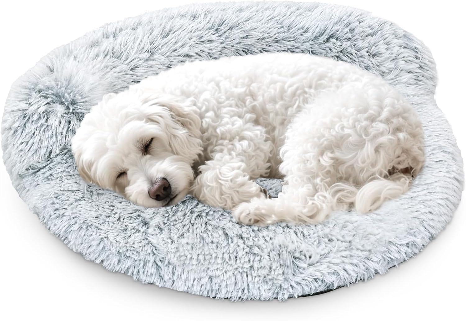 Cat Bed Round, Ultra Soft Washable Dog Couch Bolster, Anti-Slip Sleeping Mat for Kitten and Puppy(28×28inch, Grey)