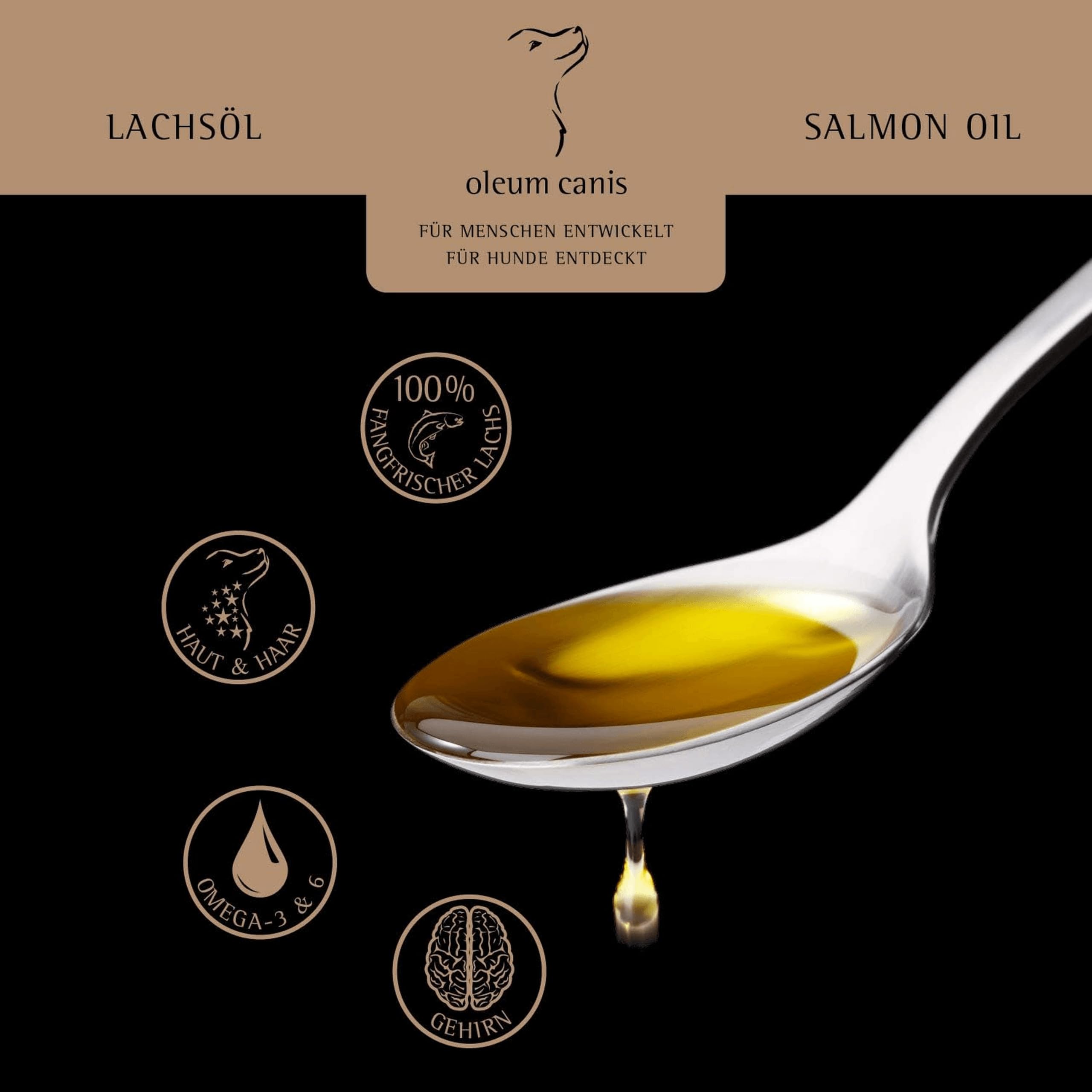 GranataPet Oleum Canis Lachsöl, Nahrungsergänzung für Hunde, schmackhaftes Lachsöl mit Omega-3 & Omega-6-Fettsäuren, 1 l