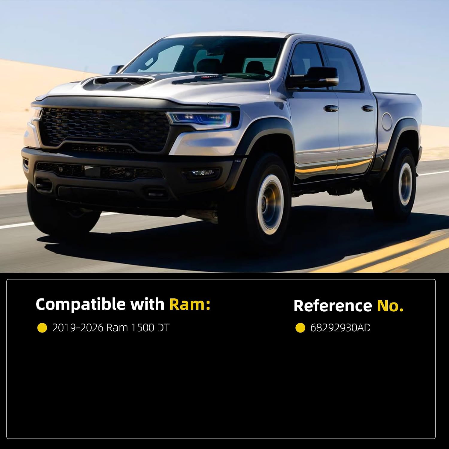 Dasbecan Rear Door B-Pillar Trim for 2019-2026 Ram 1500 DT Right Side